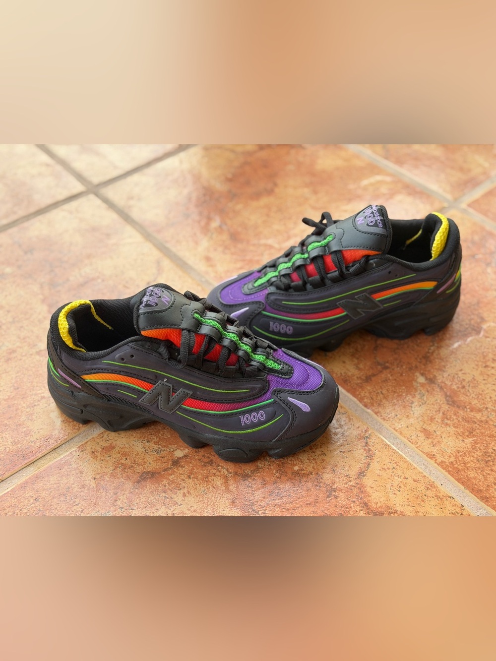 Size 4.5 Men’s And Women’s 6 - New Balance 1000 Purple, Green, Red & Orange